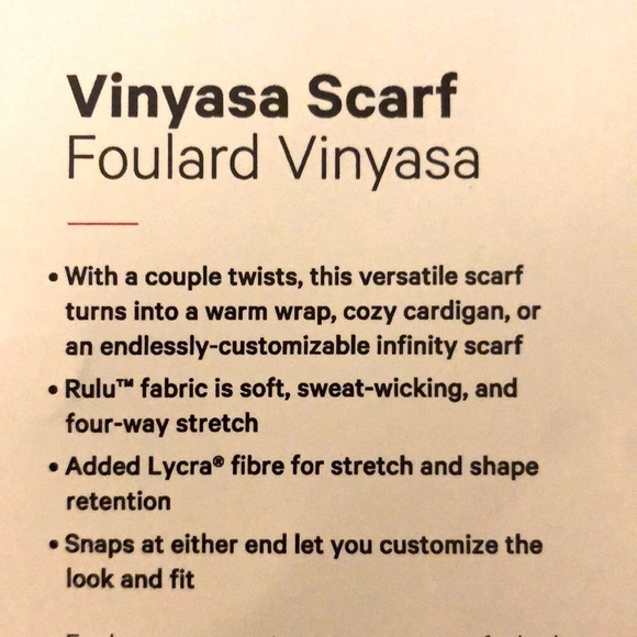 NWT Lululemon Vinyasa Scarf Jacquard IKNS Rulu Adjustable Wrap Grey - Picture 6 of 8